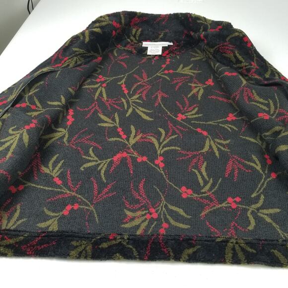 Bette & Court Green Red Black Mistletoe Christmas Fleece Vintage Vest Size Large - Picture 4 of 5